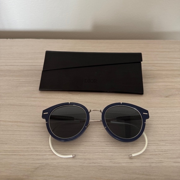 Dior Navy & Silver Round Sunglasses - Dior Homme Magnitude 01 - Picture 1 of 6